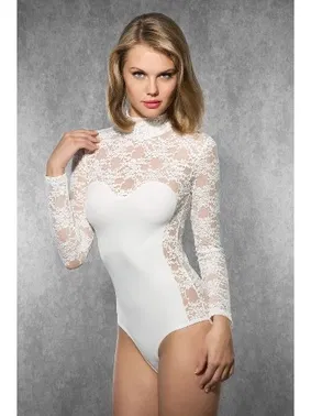 Doreanse Doreanse Seksi Dantel Uzun Kol Bayan Body 12444