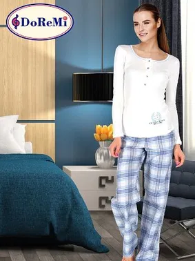 DOREMI Geniş Yakalı Doremi Bayan Pijama Takımı