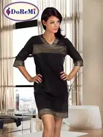 Doremi Black Gold Bayan Penye Gecelik Siyah