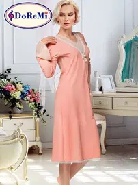 DOREMI Doremi Uzun Kollu Penye Gecelik Rahat Kesim