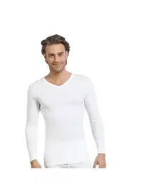 Öztaş Erkek Beyaz Ribana Uzunkol V Yaka Öztaş A1006