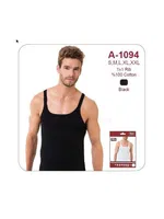 Erkek İnce Askılı Ribana Atlet Siyah Öztaş A1094 detay görünüm