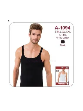 Öztaş Erkek İnce Askılı Ribana Atlet Siyah Öztaş A1094 - Alternatif Görünüm