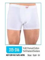 Pamuklu Beyaz Likralı Boxer Rahat Doku HMD 315 Beyaz detay görünüm