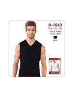 Erkek Siyah Kolsuz V Yaka Öztaş A1040 Görsel farklı açı