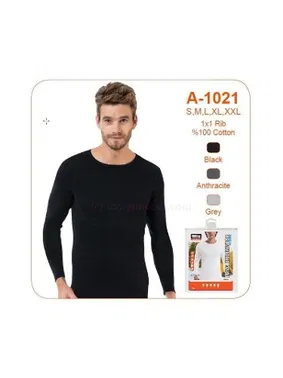 Öztaş Erkek Siyah Ribana Uzunkol Sıfır Yaka Öztaş A1021 - Alternatif Görünüm