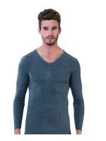 Erkek Siyah Ribana Uzunkol V Yaka Öztaş A1007 Antrasit