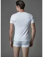 Eros ERS039 Erkek V Yaka 2li Kısa Kol T-Shirt Beyaz detay görünüm