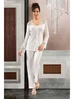 Fantazi Gecelik Sabahlık 6 lı Takım XSES 3001 Ekru detay görünüm