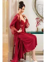 Fantazi Gecelik Sabahlık 6 lı Takım XSES 3005 Bordo