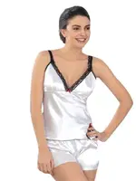 İki Parça Saten Gecelik Sistina M-336 Beyaz