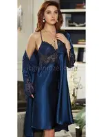 İpek Saten Dantelli Kısa Altılı Set Takım Jeremi 481 Lacivert görsel 8