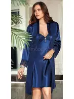 İpek Saten Dantelli Kısa Altılı Set Takım Jeremi 485 Lacivert