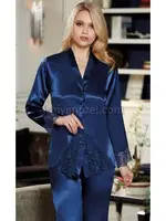İpek Saten Dantelli Kısa Altılı Set Takım Jeremi 485 Lacivert farklı açı
