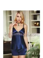 İpek Saten Dantelli Kısa Altılı Set Takım Jeremi 485 Lacivert görsel 6