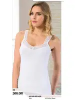 Kadın Likralı Lez Dantelli Atlet HMD 2490 Beyaz farklı açı