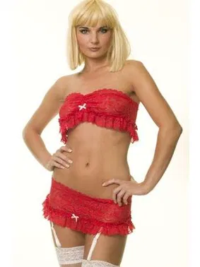 La Blinque La Blinque Kırmızı Dantel Jartiyerli Takım 8008