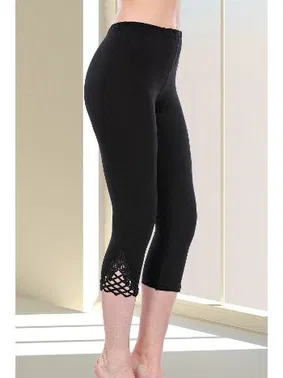 Lady Lady Paça Kenarları Güpürlü Penye Kapri Tayt 8142