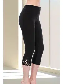 Lady Lady Paça Kenarları Güpürlü Penye Kapri Tayt 8142