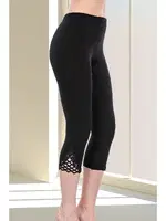 Lady Paça Kenarları Güpürlü Penye Kapri Tayt 8142 Siyah