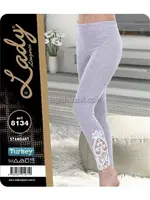 Lady Paça Kenarları Güpürlü Penye Uzun Bayan Tayt 8134 Görsel detay görünüm