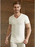 Likralı V Yaka Kısa Kol Termal Üst Eros ES 1456 Ekru farklı açı