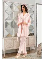 Lohusa 3 lü Pijama Takım XSES 2190 Pudra detay görünüm