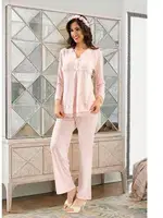 Lohusa 3 lü Pijama Takım XSES 2190 Pudra farklı açı