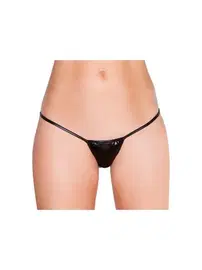 Merry See Merry See 2003 Siyah Deri Görünümlü Tanga