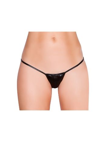 Merry See 2003 Siyah Deri Görünümlü Tanga