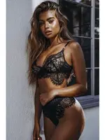 Merry See 3138 Siyah Şık Dantel Sütyen Külot Takım Siyah görsel 10