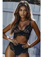 Merry See 3138 Siyah Şık Dantel Sütyen Külot Takım Siyah görsel 12