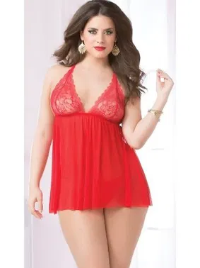 Merry See Merry See Büyük Beden Kırmızı Gecelik