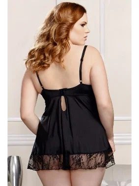 Merry See Merry See Büyük Beden Şık Siyah Gecelik - Alternatif Görünüm