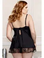 Merry See Büyük Beden Şık Siyah Gecelik detay görünüm