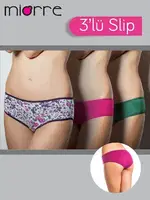 Miorre Bayan 3 Lü Penye Slip Cicek-yesil-fusya görsel 6