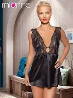 Miorre Dantel Saten Gecelik Siyah