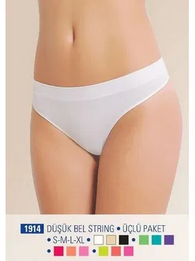 NBB NBB 1914 Düşük Bel String Üçlü Paket Dikişsiz - Alternatif Görünüm