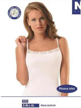 NBB NBB Bayan İp Askılı Dantelli Ribana Atlet 660 - Alternatif Görünüm