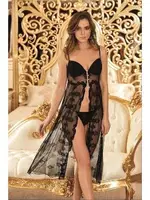 Nurteks 7111 Tül Dantelli Gecelik Siyah detay görünüm