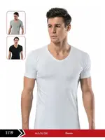 Pamuk Elastan V Vaka Erkek T-Shirt Erdem 1119 Beyaz görsel 4