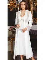 Penye Dantelli Uzun Altılı Set Takım Jeremi 582 Ekru