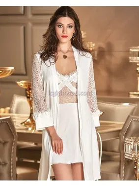 Jeremi Penye Gecelik Sabahlık Takım Jeremi 2655 - Alternatif Görünüm