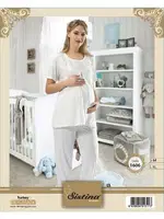 Penye Hamile Pijama Sistina 1606 Ekru detay görünüm