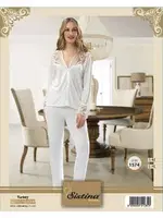 Penye Pijama Sistina 1574 Ekru detay görünüm