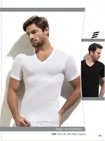 Penye V Vaka Erkek T-Shirt -3 lü Paket Erdem 1167 Beyaz görsel 4