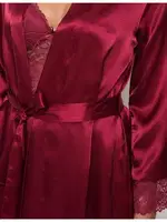 Pierre Cardin 4265 Saten Gecelik Sabahlık Takım Bordo farklı açı