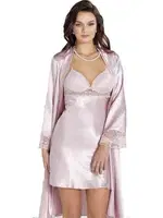 Pierre Cardin 4285 Saten Gecelik Sabahlık Takım Pudra görsel 4