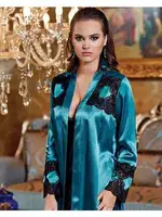 Saten Gecelik Sabahlık Takım Jeremi 2507 Petrol Yeşil farklı açı