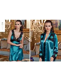 Jeremi Saten Gecelik Sabahlık Takım Jeremi 2507